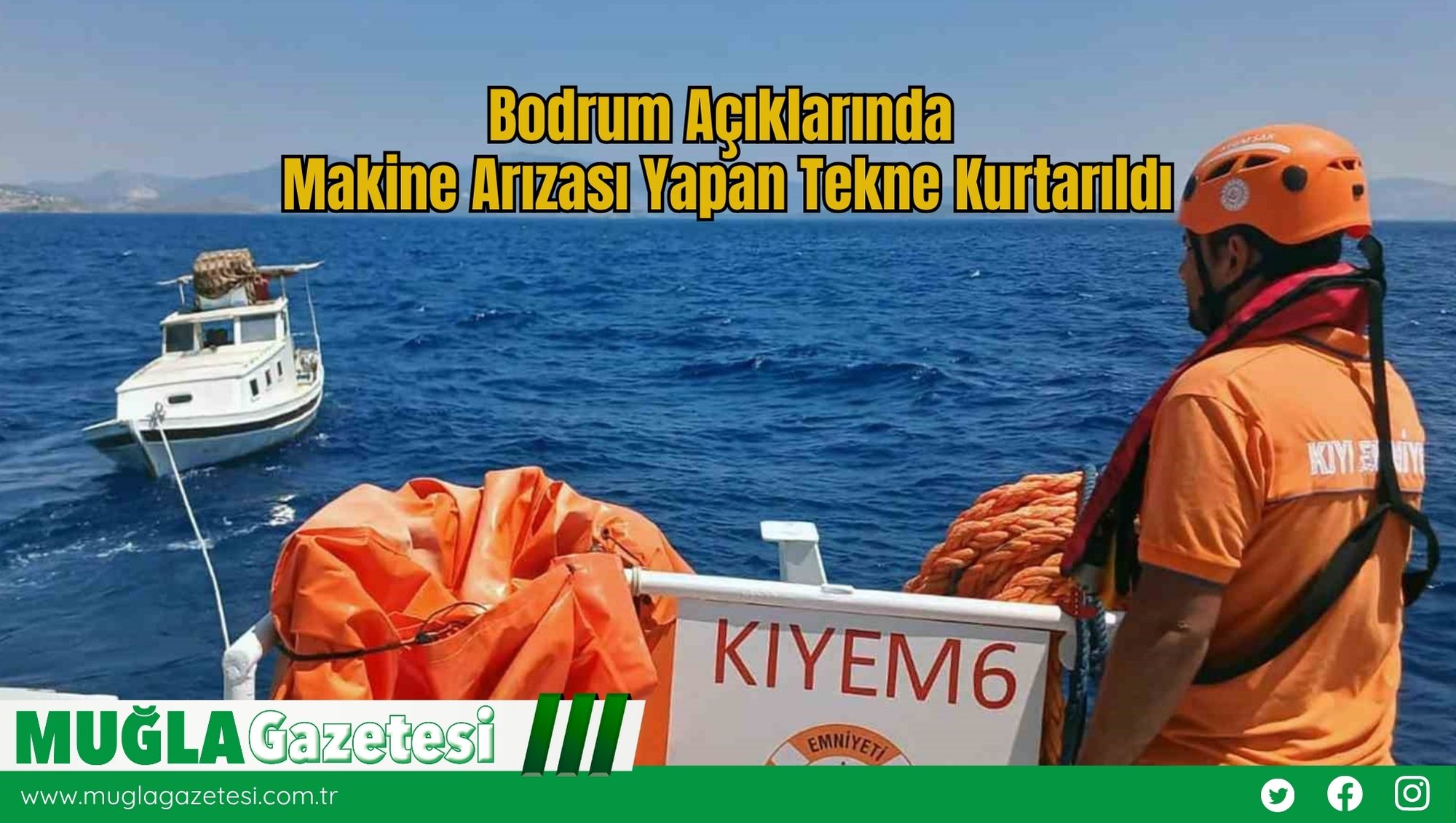 Bodrum Açıklarında  Makine Arızası Yapan Tekne Kurtarıldı