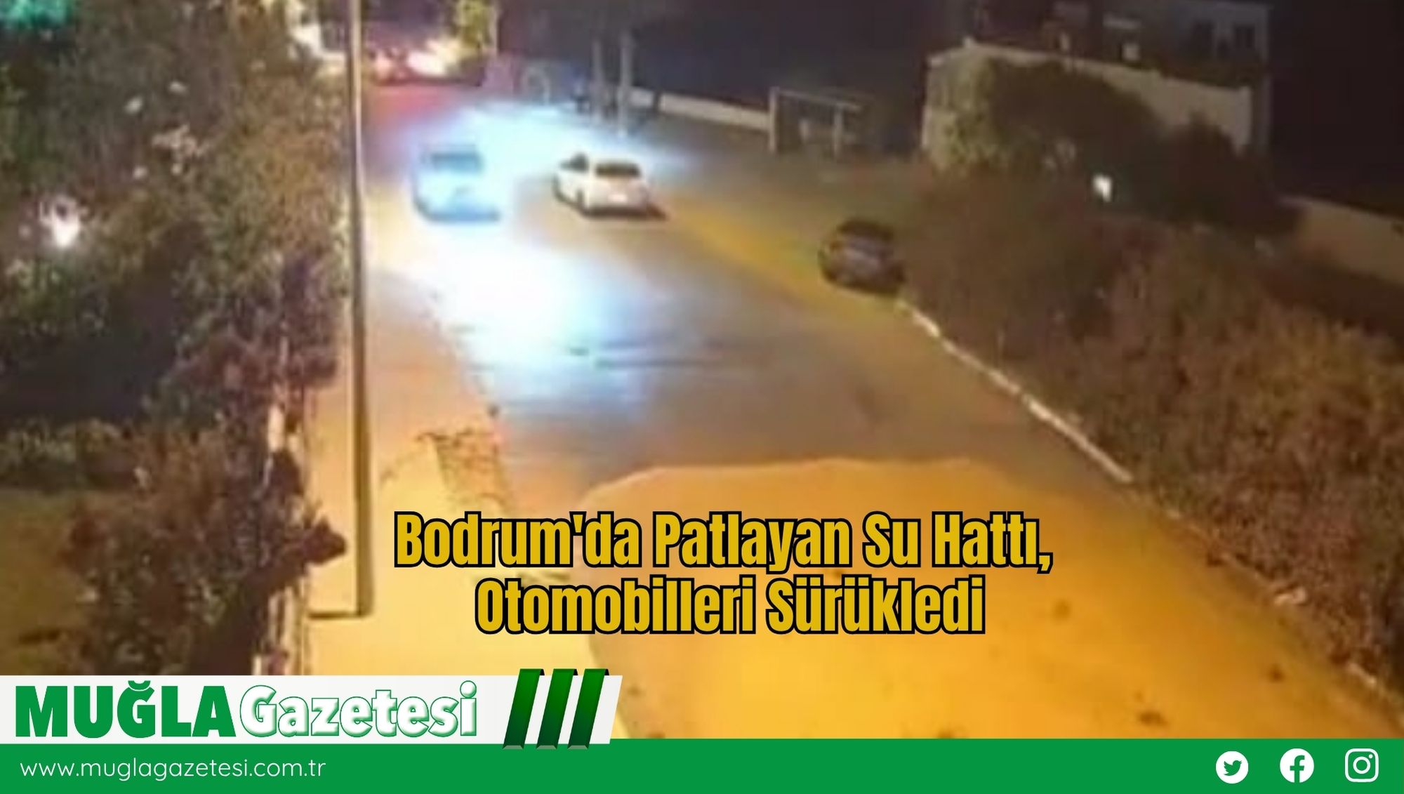Bodrum'da Patlayan Su Hattı,  Otomobilleri Sürükledi