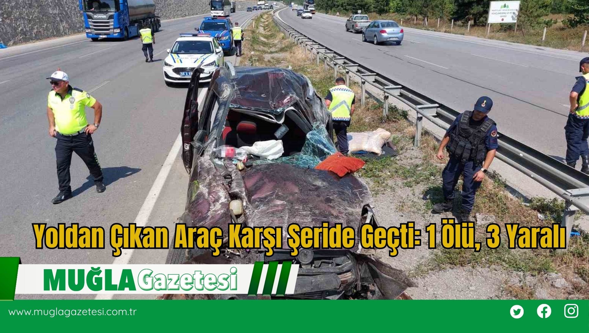 Yoldan Çıkan Araç Karşı Şeride Geçti: 1 Ölü, 3 Yaralı