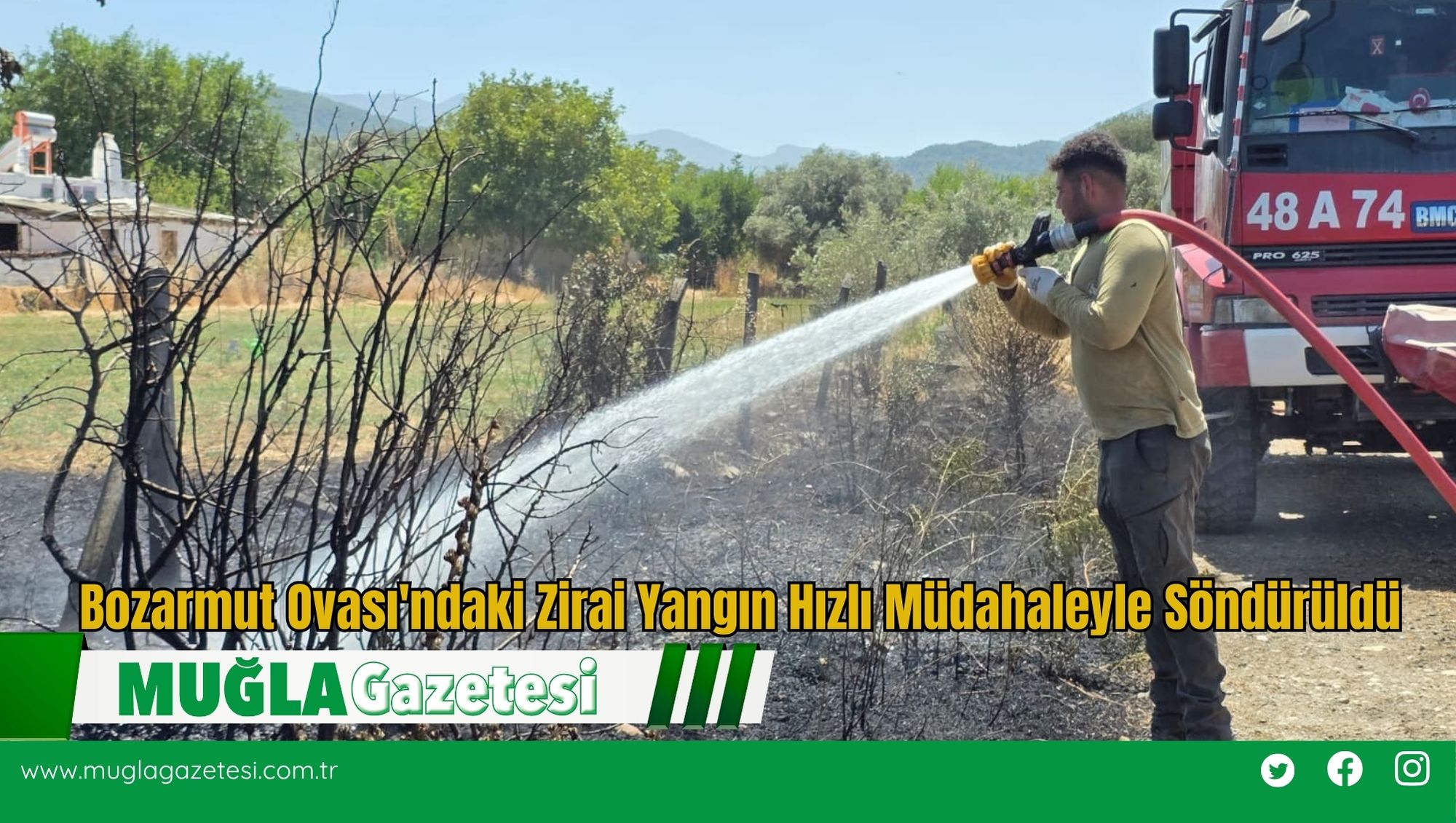 Bozarmut Ovası'ndaki Zirai Yangın Hızlı Müdahaleyle Söndürüldü
