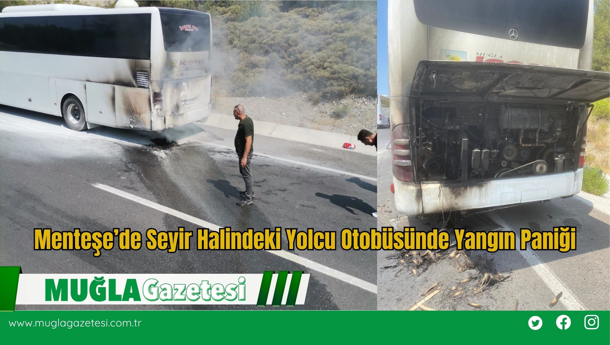 Menteşe’de Seyir Halindeki Yolcu Otobüsünde Yangın Paniği