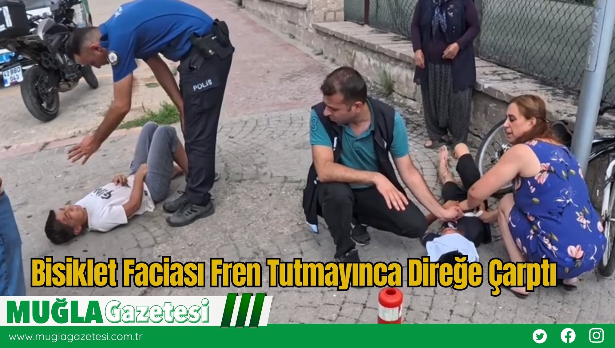 Bisiklet Faciası Fren Tutmayınca Direğe Çarptı