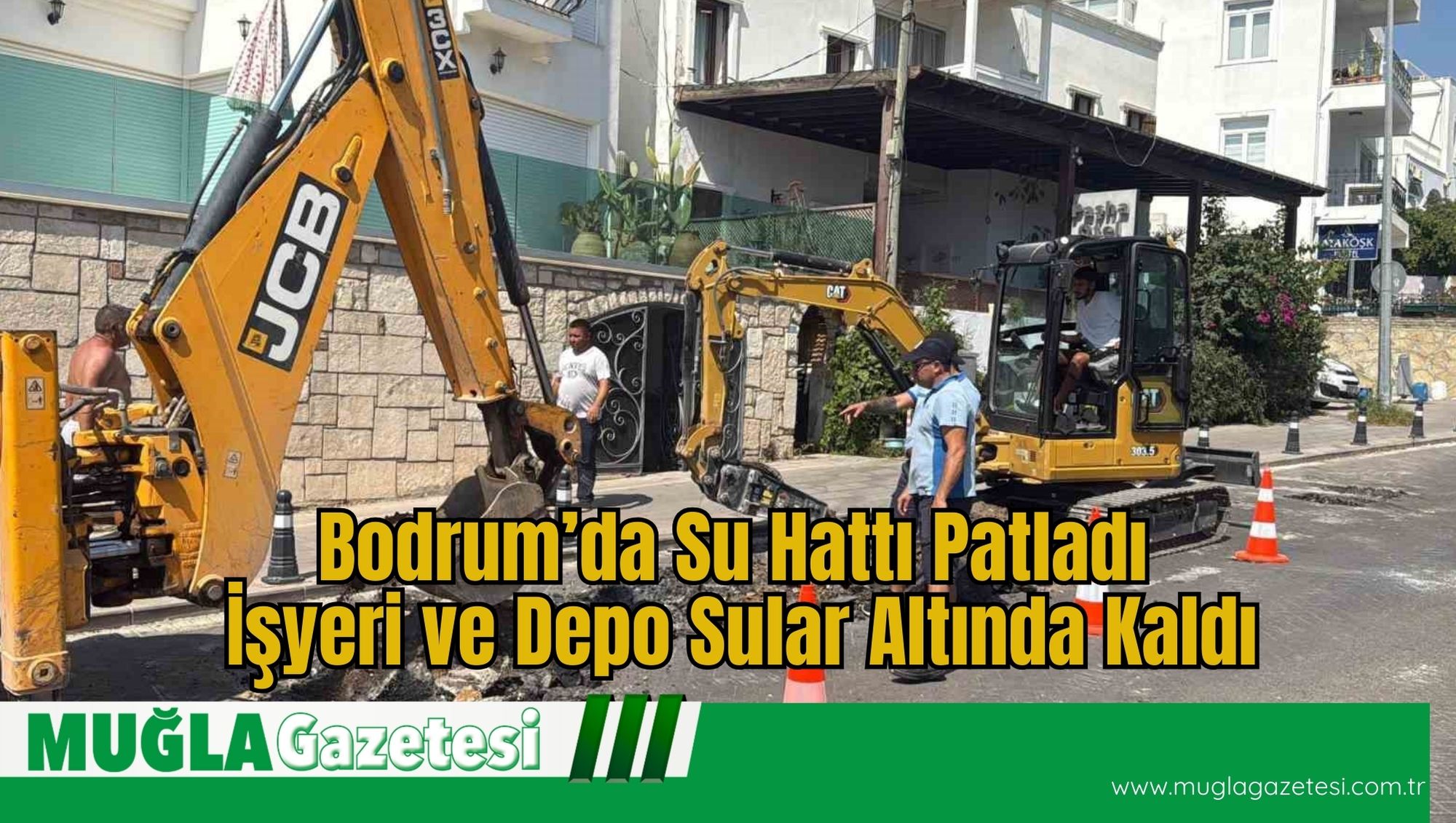 Bodrum’da Su Hattı Patladı, İşyeri ve Depo Sular Altında Kaldı