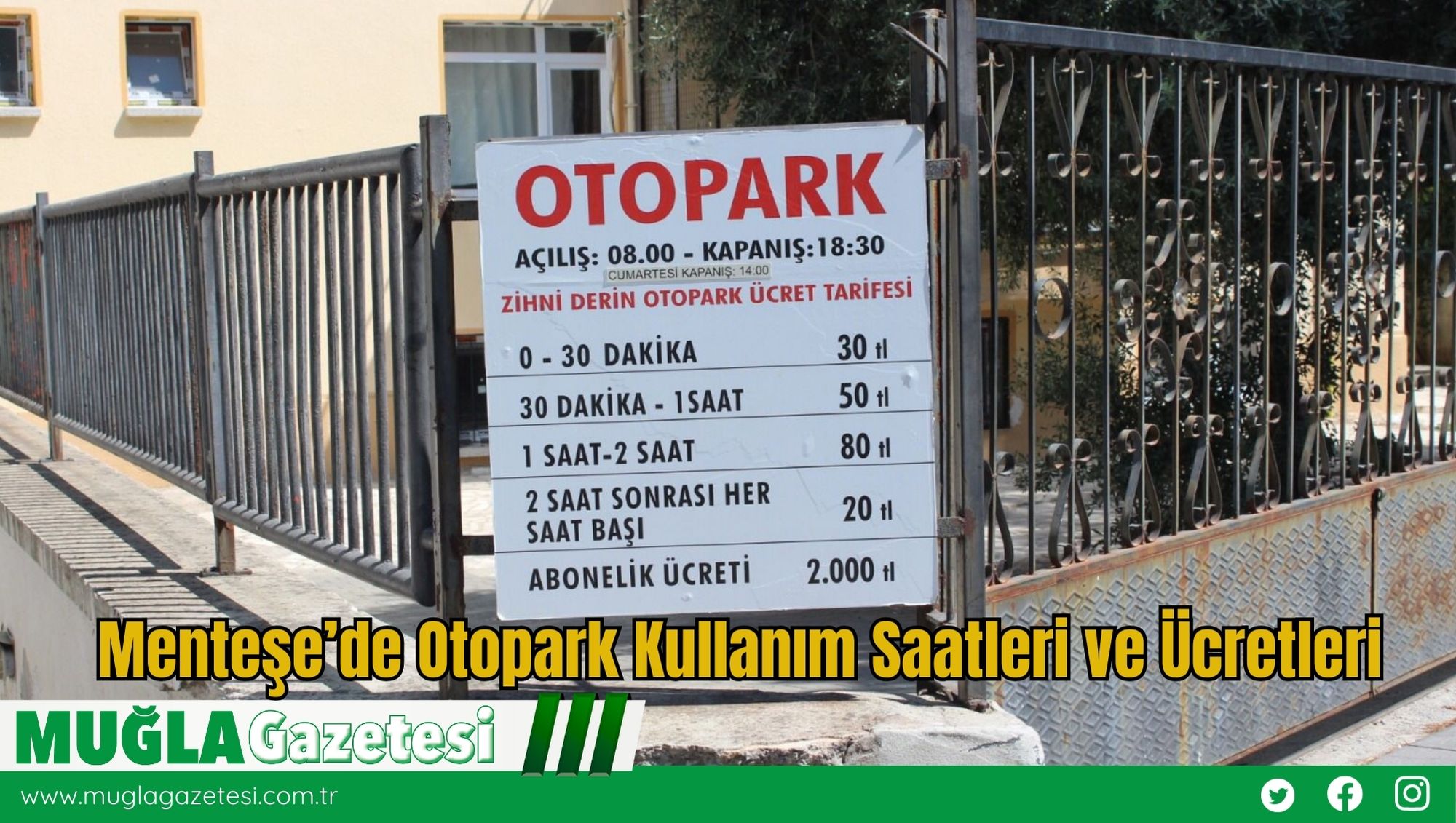 Menteşe’de Otopark Kullanım Saatleri ve Ücretleri