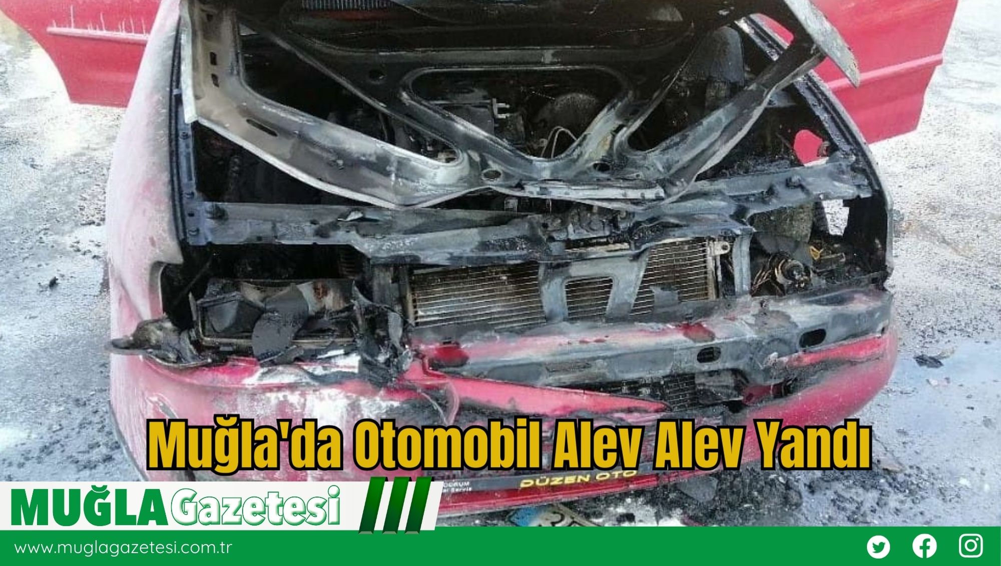 Muğla'da Otomobil Alev Alev Yandı