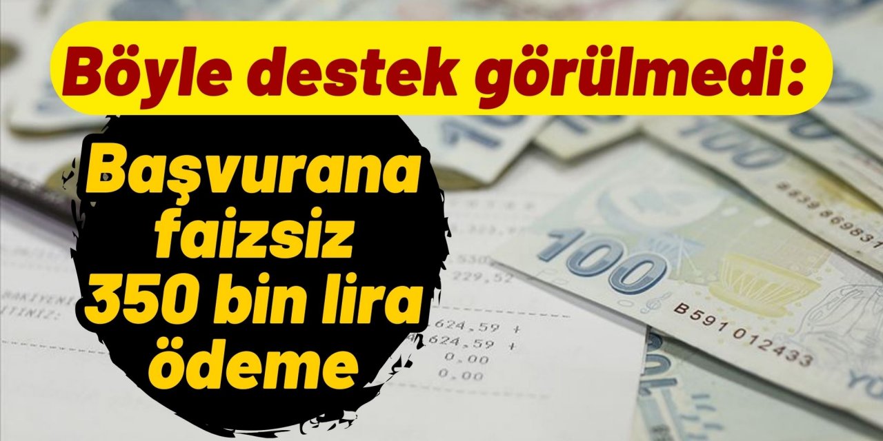 Böyle destek görülmedi: Başvurana faizsiz 350 bin lira ödeme