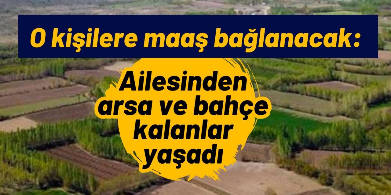 O kişilere maaş bağlanacak: Ailesinden arsa ve bahçe kalanlar yaşadı