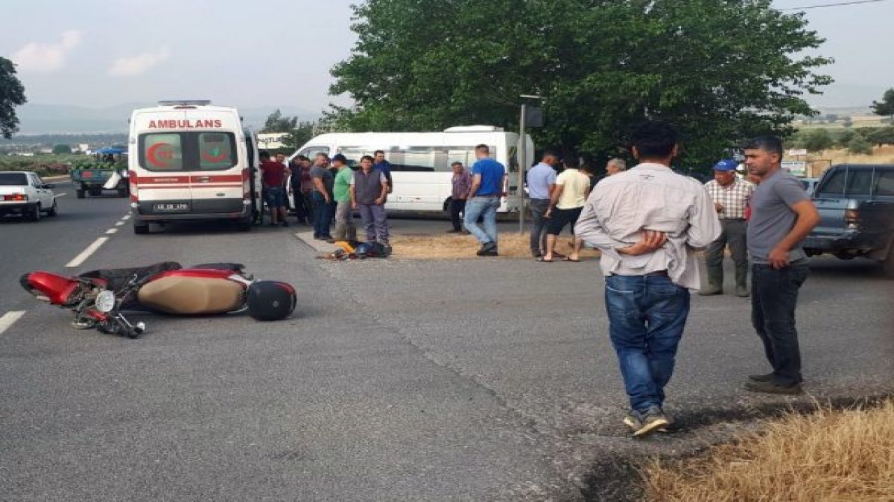 Kamyonetle motosiklet çarpıştı; 1 yaralı