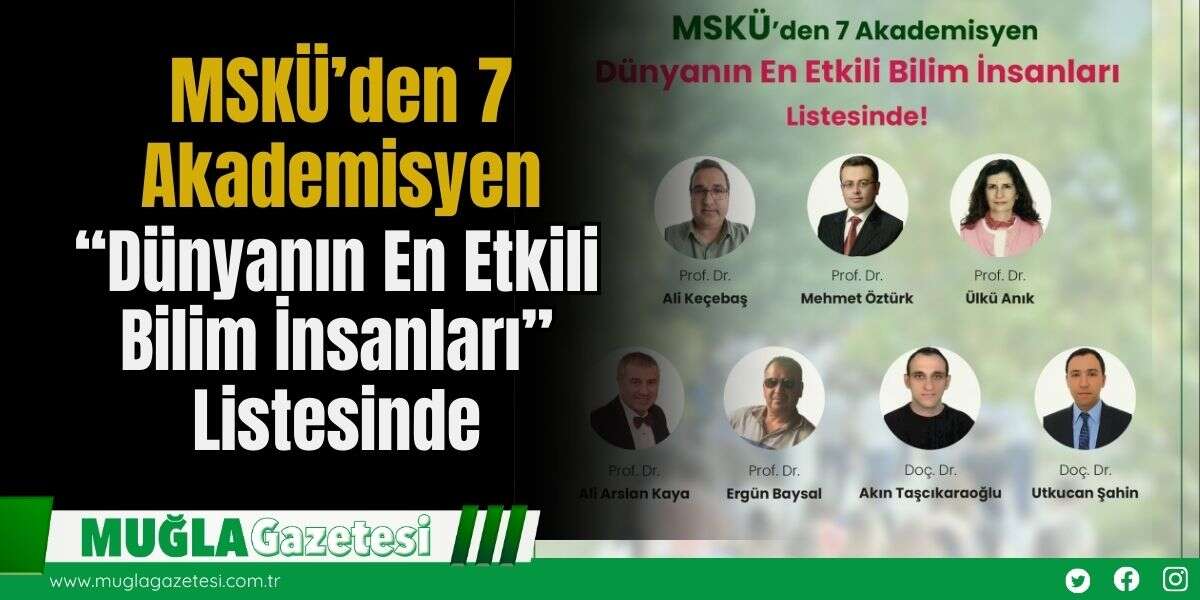 MSKÜ’den 7 Akademisyen “Dünyanın En Etkili Bilim İnsanları” Listesinde