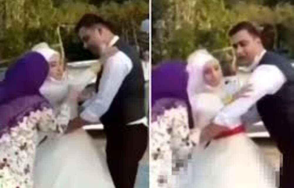 Herkes Donup Kaldı: Düğünde Aniden Sahneye Fırladı, Gelinin Duvağını Çekti