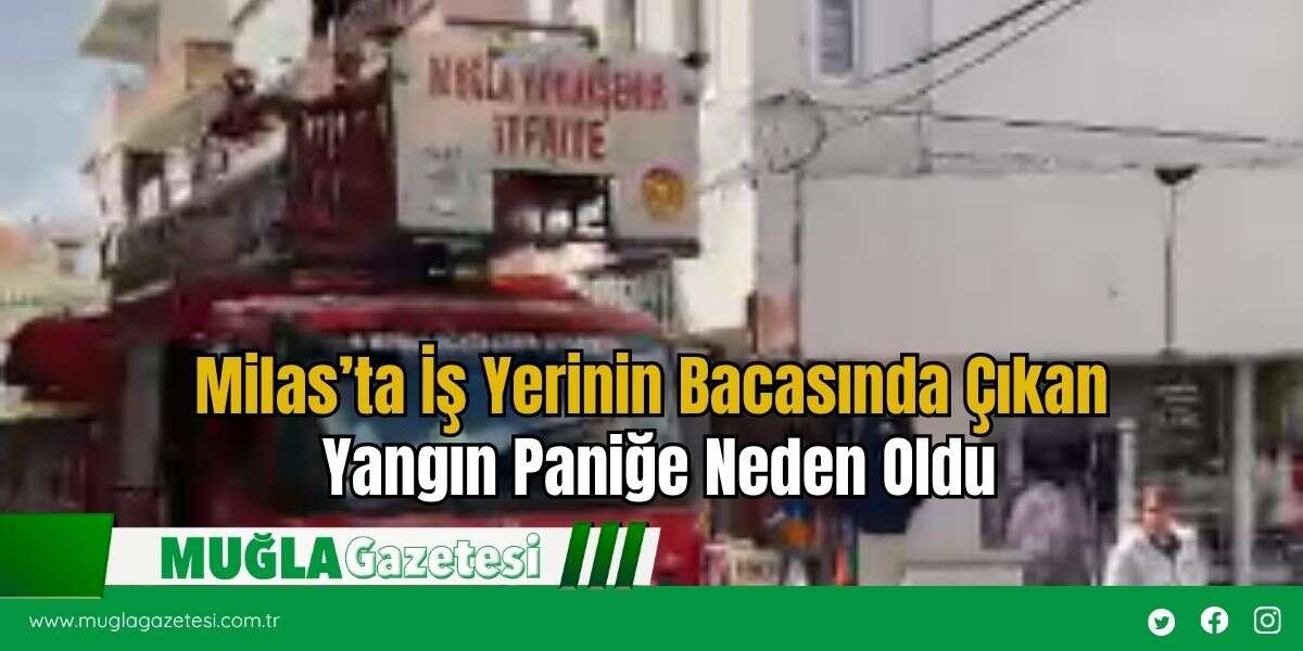 Milas’ta İş Yerinin Bacasında Çıkan Yangın Paniğe Neden Oldu