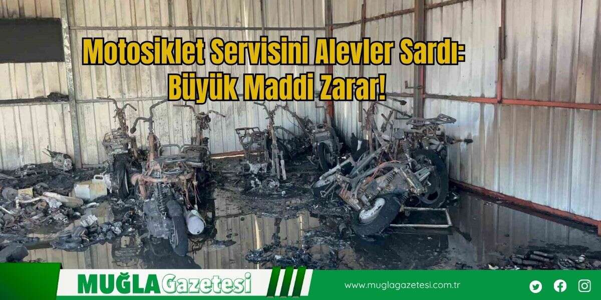 Motosiklet Servisini Alevler Sardı: Büyük Maddi Zarar!