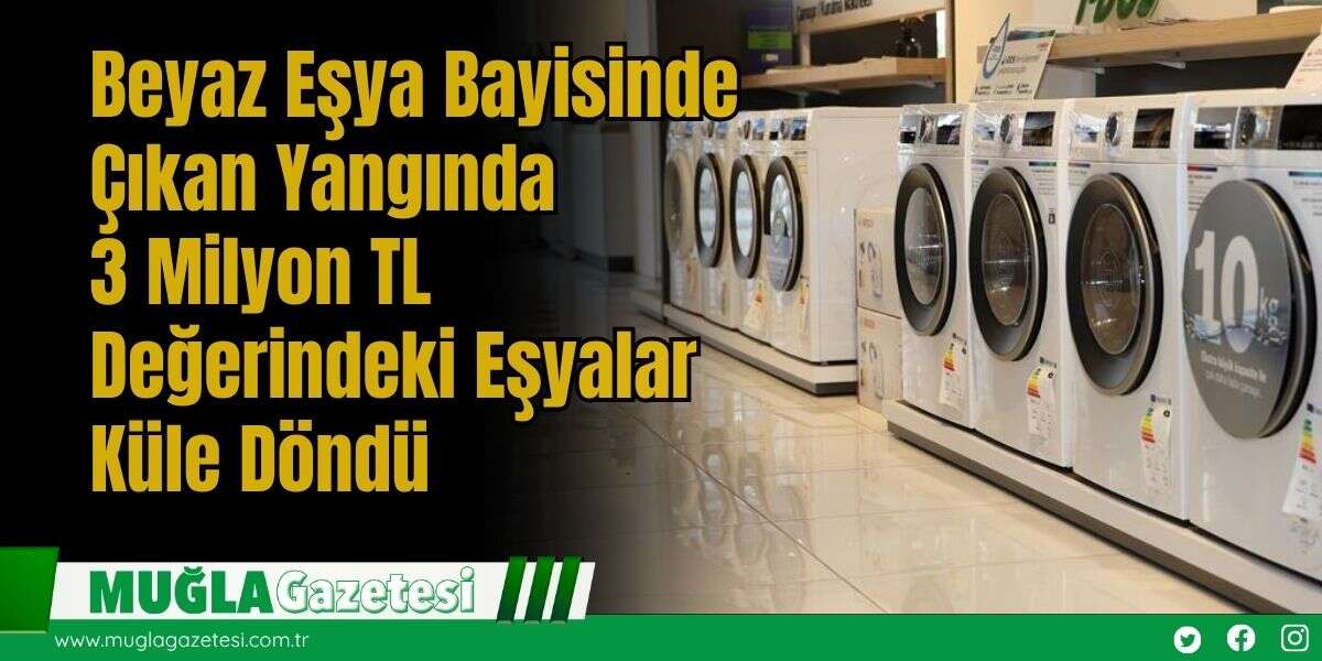 Beyaz Eşya Bayisinde Çıkan Yangında, 3 Milyon TL Değerindeki Eşyalar Küle Döndü