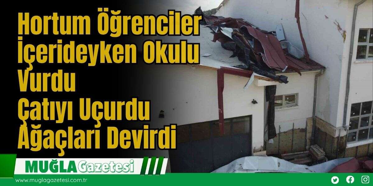 Hortum Öğrenciler İçerideyken Okulu Vurdu, Çatıyı Uçurdu, Ağaçları Devirdi