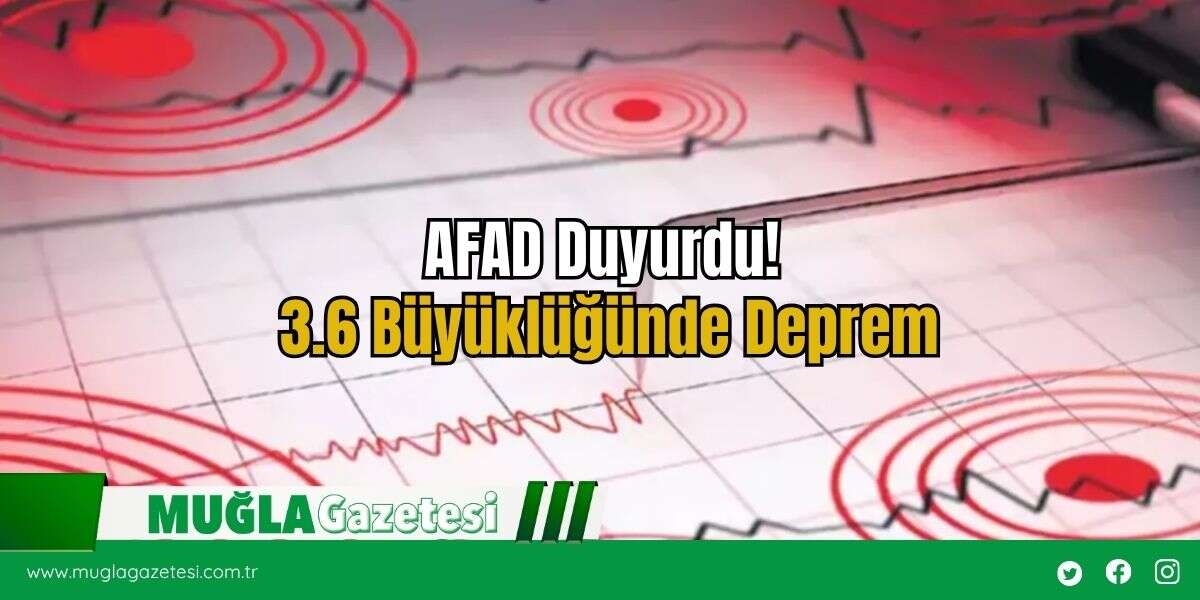 AFAD Duyurdu! 3.6 Büyüklüğünde Deprem