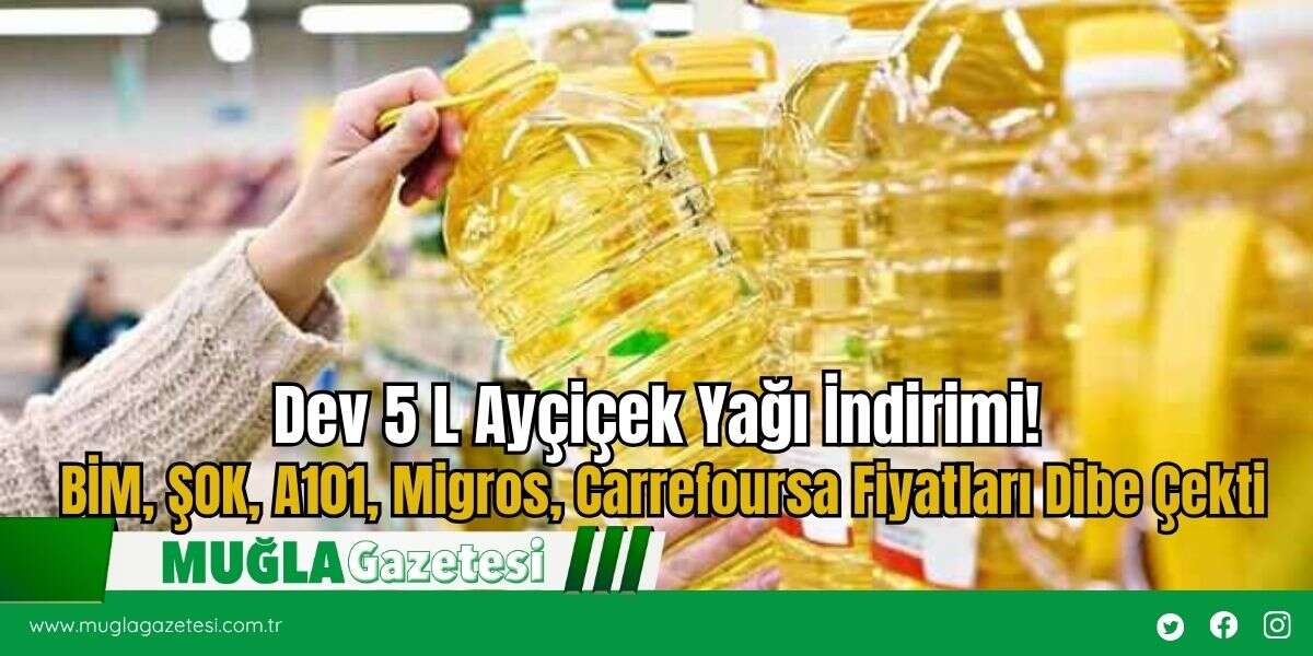 Dev 5 L Ayçiçek Yağı İndirimi! BİM, ŞOK, A101, Migros, Carrefoursa Fiyatları Dibe Çekti