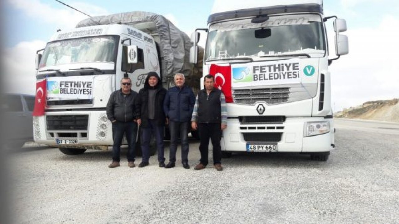Fethiye Belediyesi’nin yardım tırları Türkmenlere ulaştı