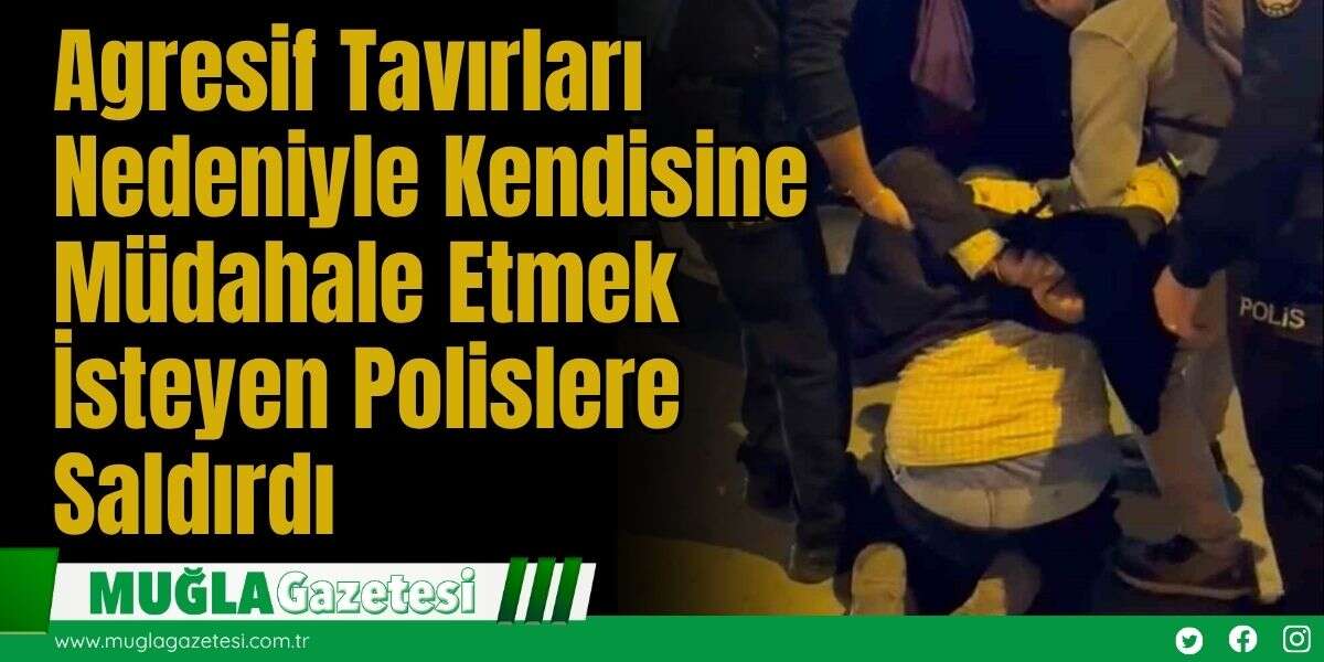 Agresif Tavırları Nedeniyle Kendisine Müdahale Etmek İsteyen Polislere Saldırdı