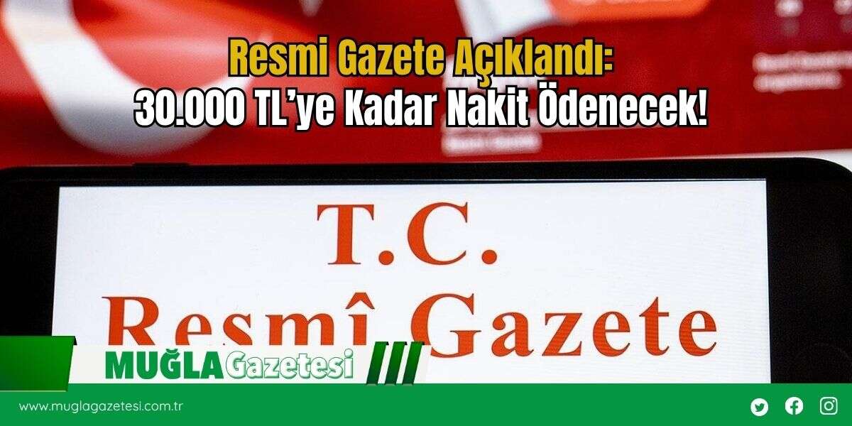 Resmi Gazete Açıklandı: 30.000 TL’ye Kadar Nakit Ödenecek!