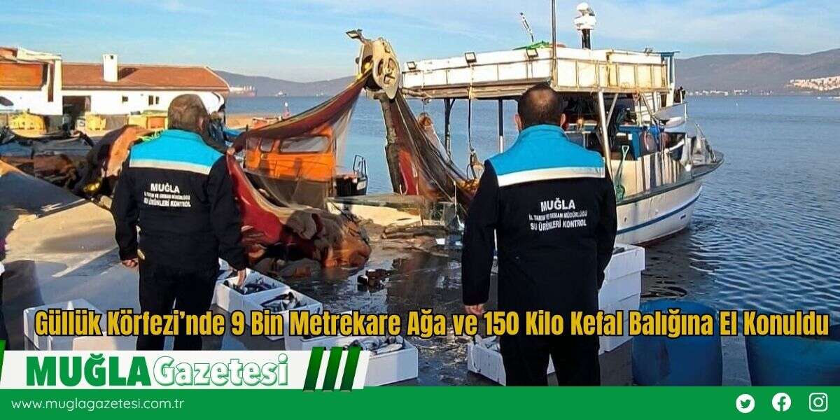 Güllük Körfezi’nde 9 Bin Metrekare Ağa ve 150 Kilo Kefal Balığına El Konuldu