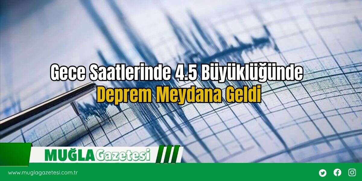 Gece Saatlerinde 4.5 Büyüklüğünde Deprem Meydana Geldi