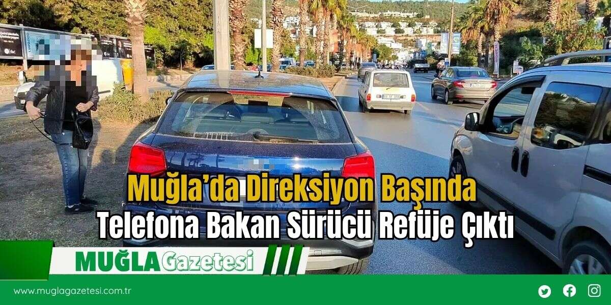 Muğla’da Direksiyon Başında Telefona Bakan Sürücü Refüje Çıktı