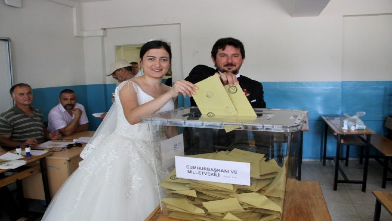 Düğünden önce sandığa gittiler