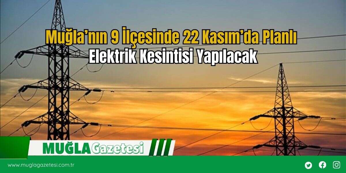 Muğla’nın 9 İlçesinde 22 Kasım’da Planlı Elektrik Kesintisi Yapılacak