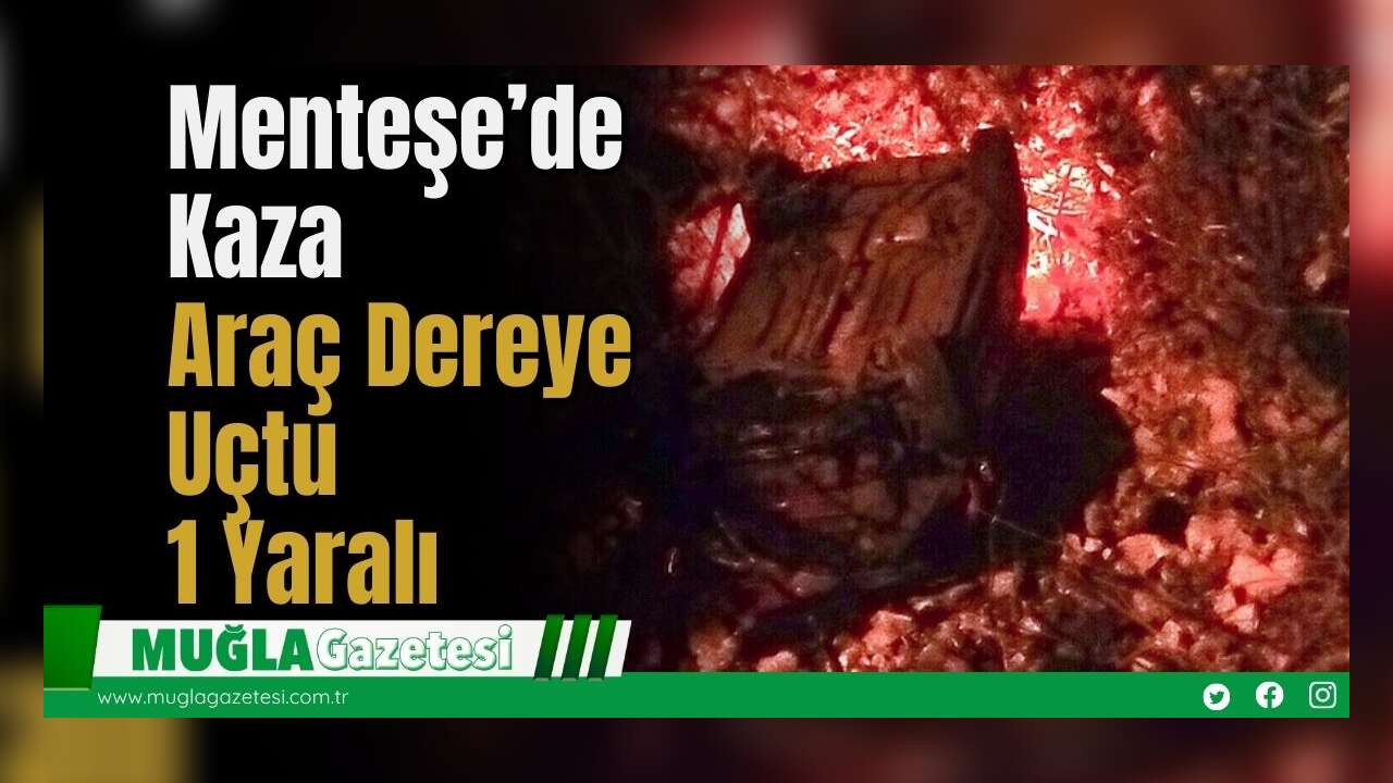 Menteşe’de Kaza: Araç Dereye Uçtu: 1 Yaralı