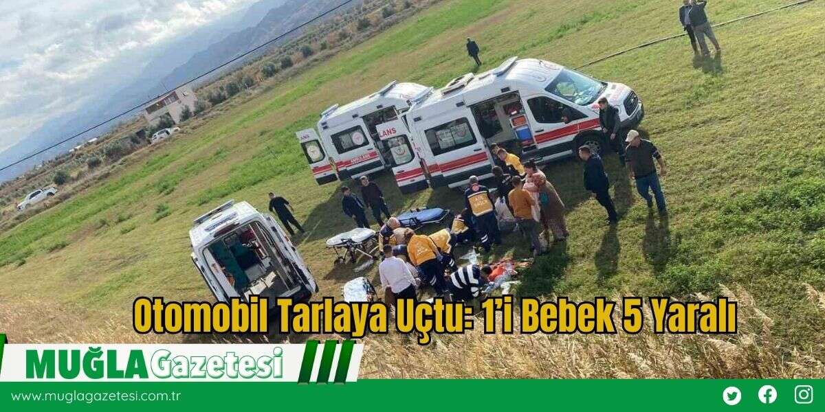 Otomobil Tarlaya Uçtu: 1’i Bebek 5 Yaralı