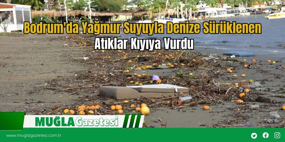 Bodrum'da Yağmur Suyuyla Denize Sürüklenen Atıklar Kıyıya Vurdu