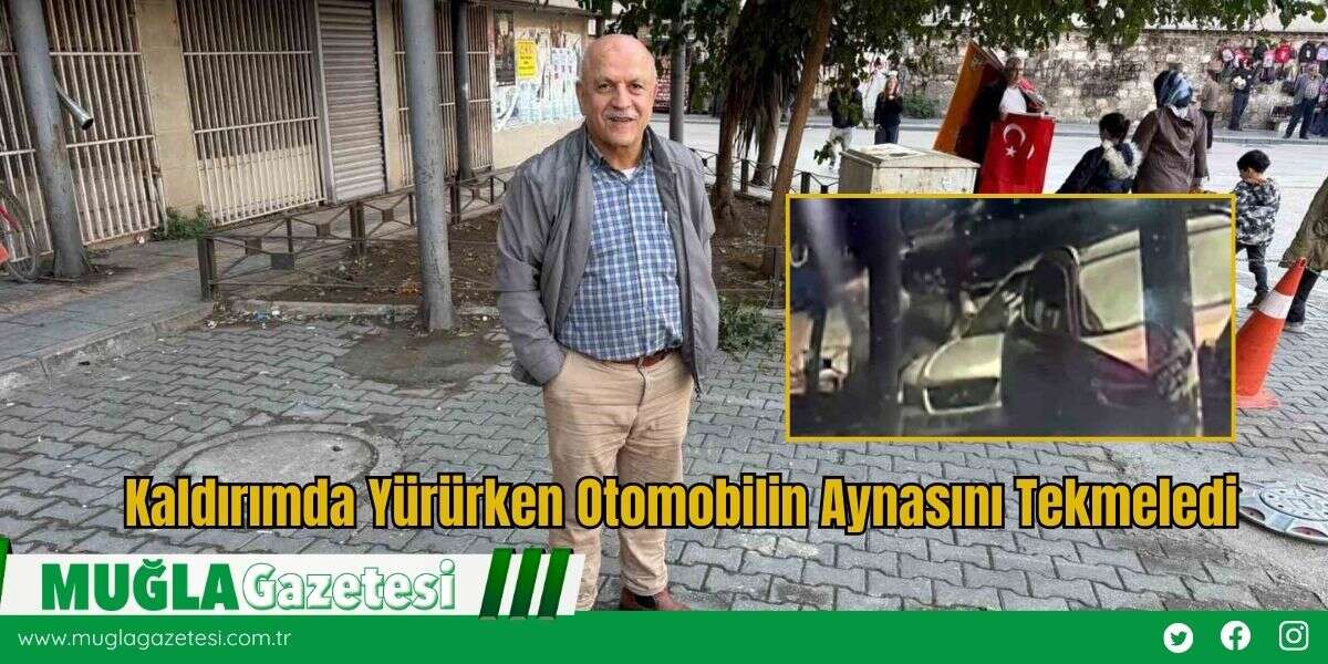 Kaldırımda Yürürken Otomobilin Aynasını Tekmeledi