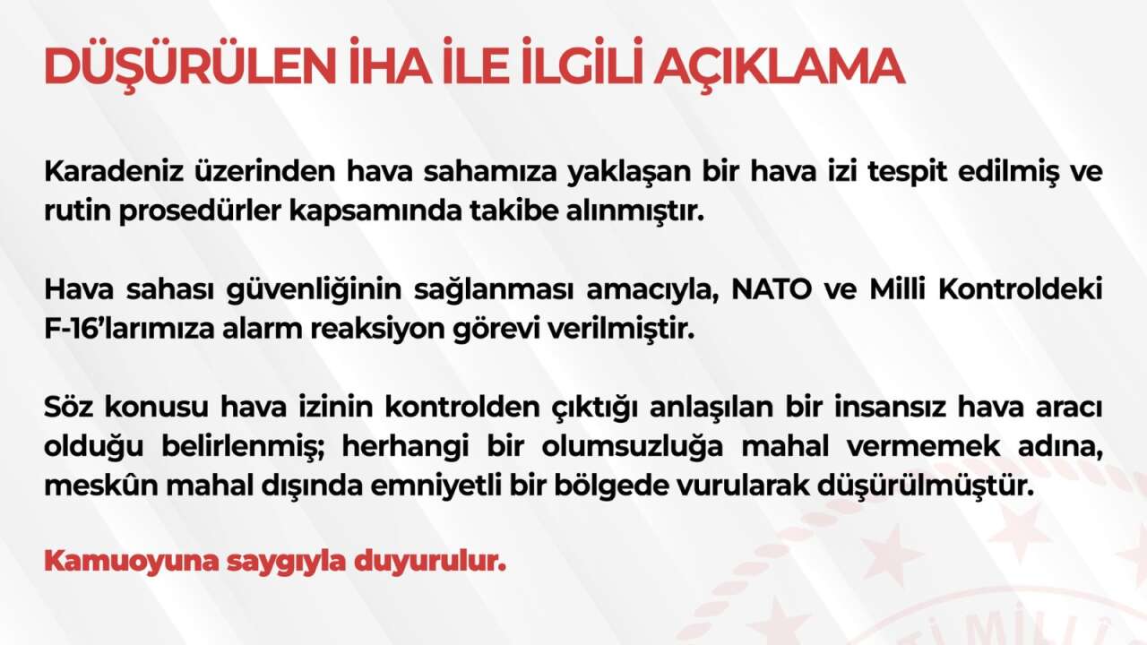 MSB’den Düşürülen İHA’ya İlişkin Açıklama
