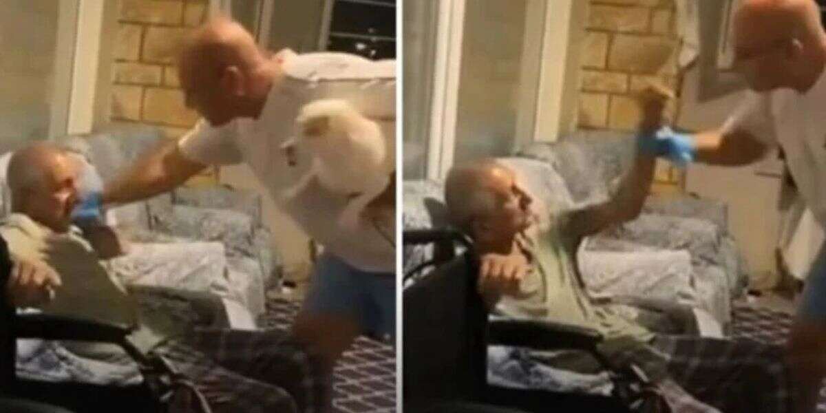 Huzurevinde Korkutan Anlar! Yaşlı Adamı Eldiven Takarak Dövdü