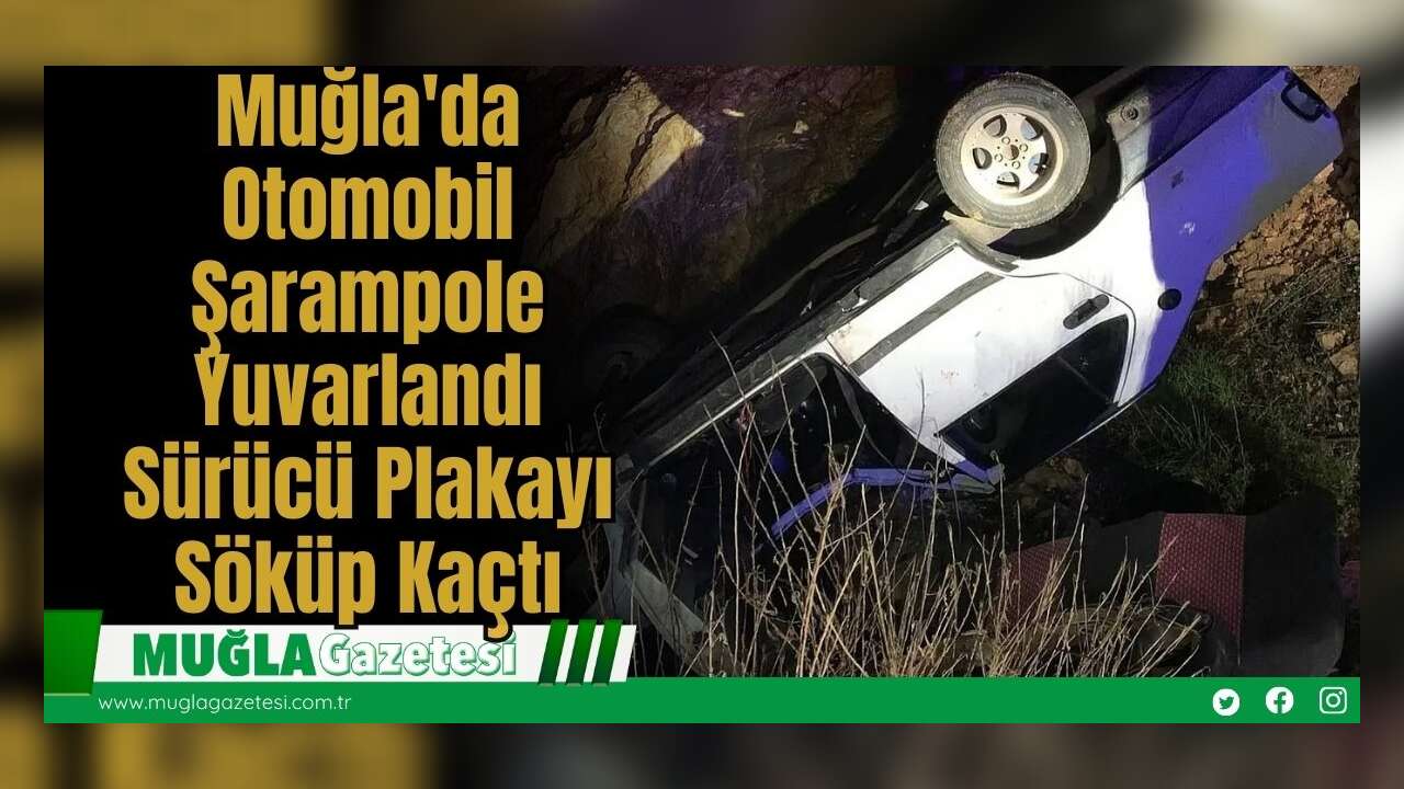 Muğla'da Otomobil Şarampole Yuvarlandı: Sürücü Plakayı Söküp Kaçtı