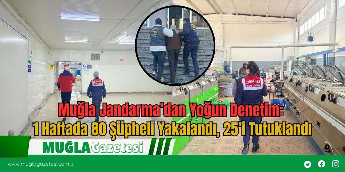 Muğla Jandarma’dan Yoğun Denetim: 1 Haftada 80 Şüpheli Yakalandı, 25’i Tutuklandı