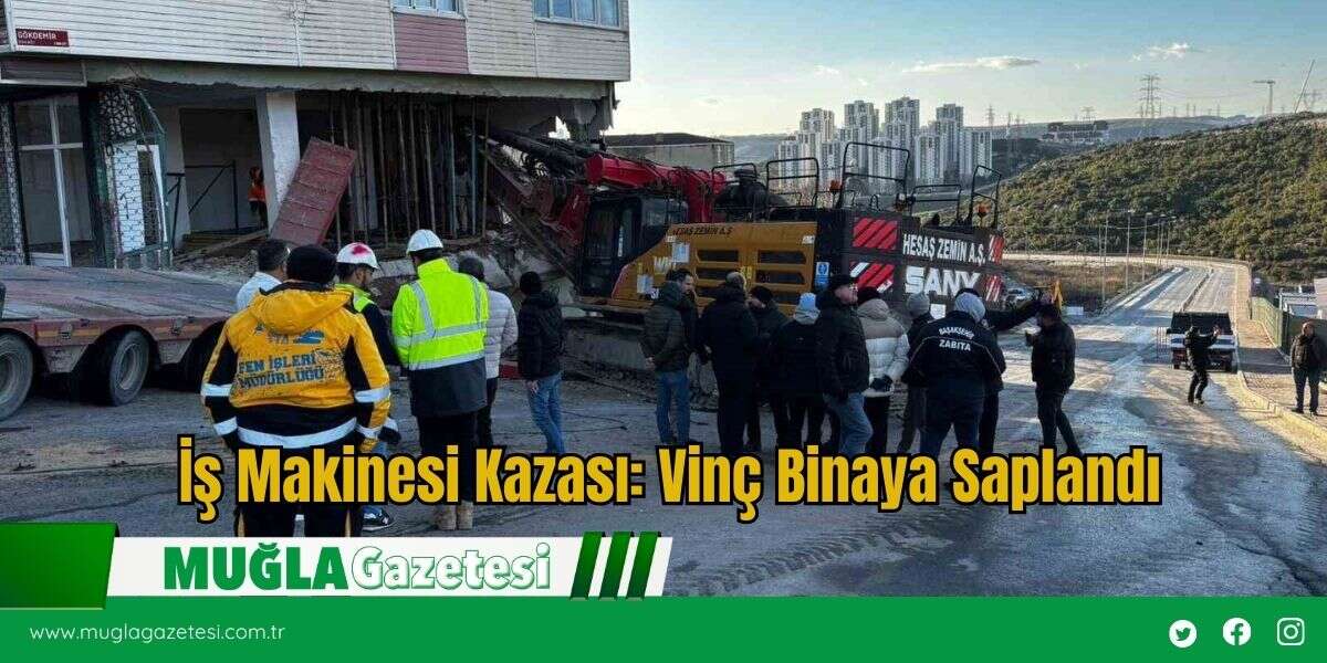 İş Makinesi Kazası: Vinç Binaya Saplandı