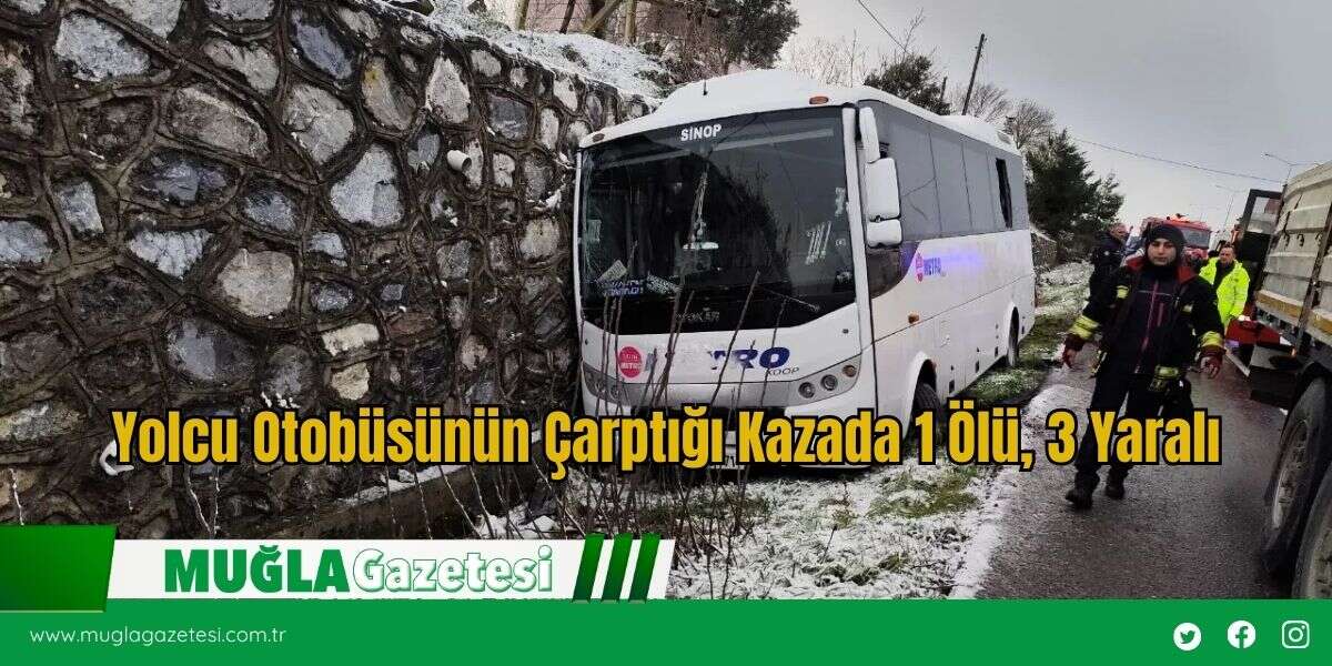 Yolcu Otobüsünün Çarptığı Kazada 1 Ölü, 3 Yaralı