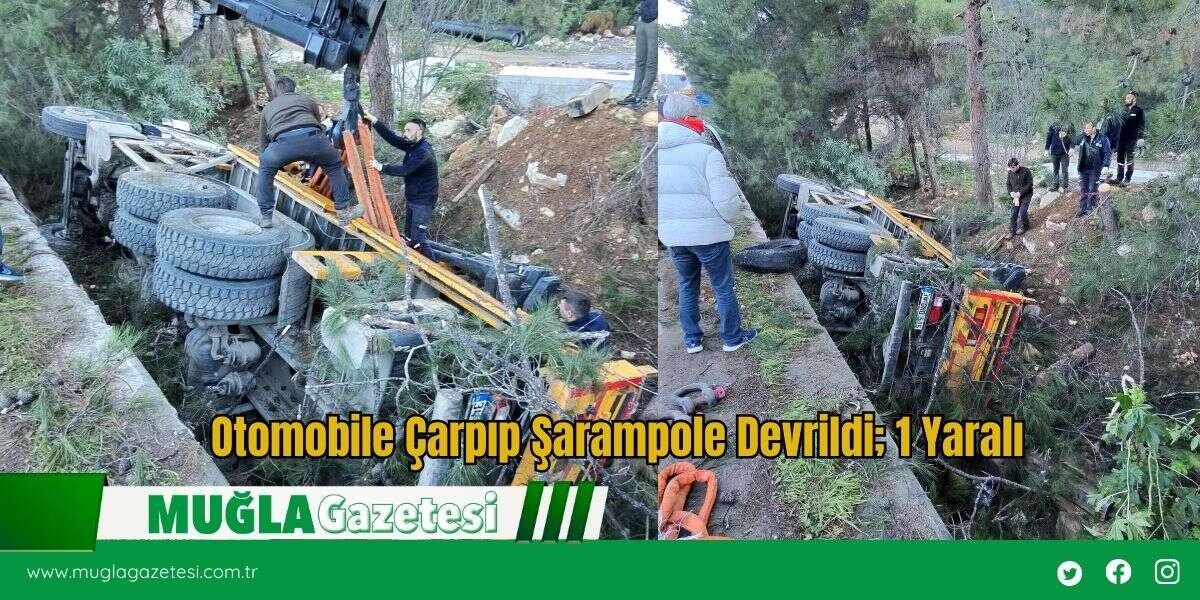 Otomobile Çarpıp Şarampole Devrildi; 1 Yaralı