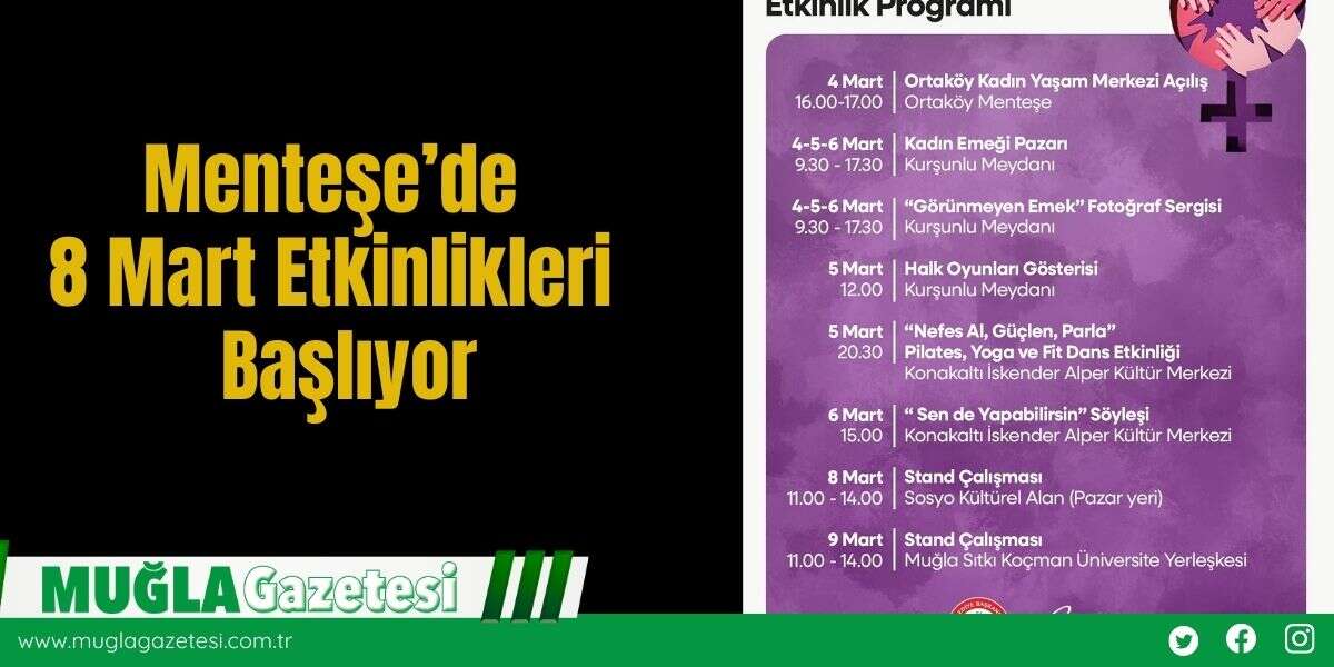 Menteşe’de 8 Mart Etkinlikleri Başlıyor