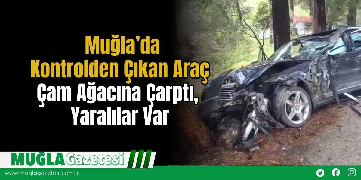 Muğla’da Kontrolden Çıkan Araç Çam Ağacına Çarptı, Yaralılar Var