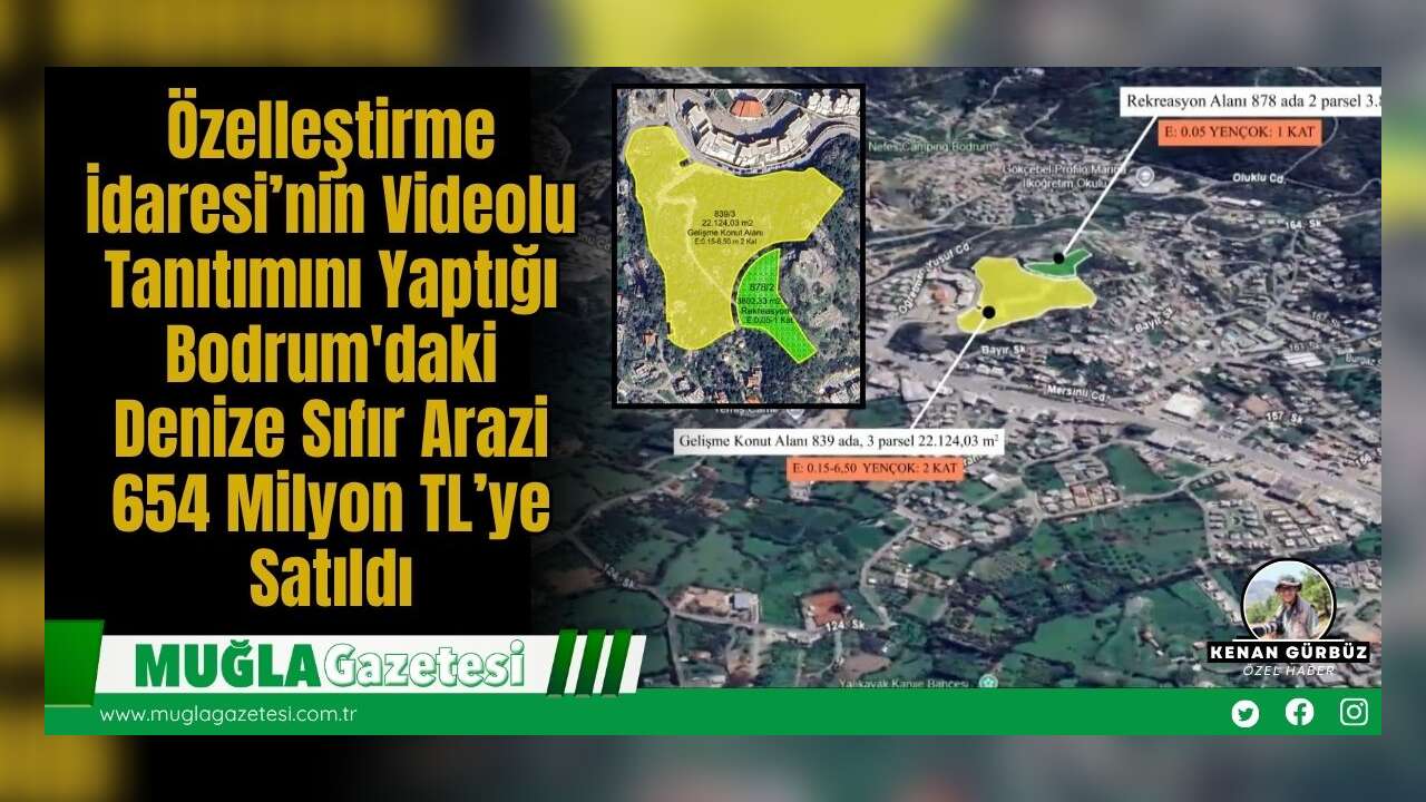 Özelleştirme İdaresi’nin Videolu Tanıtımını Yaptığı Bodrum'daki Denize Sıfır Arazi 654 Milyon TL’ye Satıldı