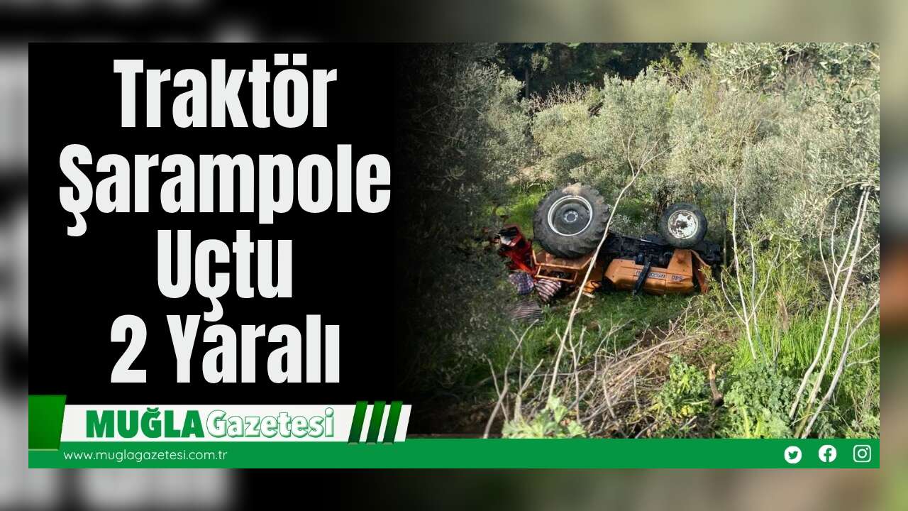 Traktör Şarampole Uçtu; 2 Yaralı