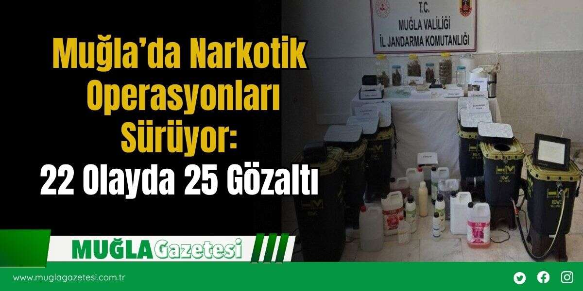 Muğla’da Narkotik Operasyonları Sürüyor: 22 Olayda 25 Gözaltı