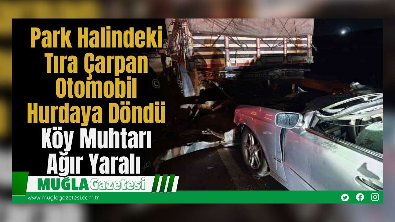 Park Halindeki Tıra Çarpan Otomobil Hurdaya Döndü: Köy Muhtarı Ağır Yaralı