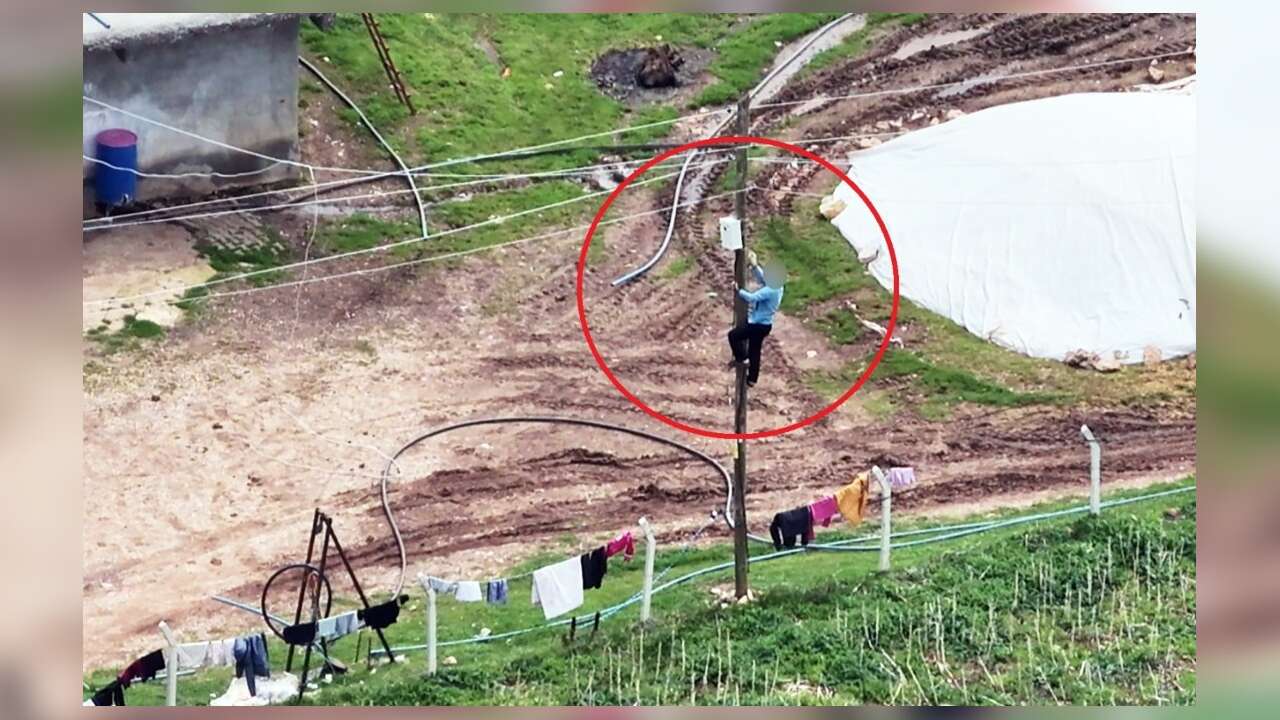 Dronu Görünce Direğe Tırmandı: Kaçak Hatları Böyle Söküp Kaçtı