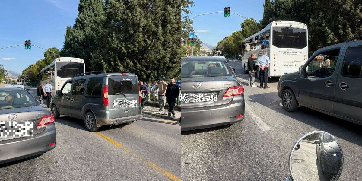 Menteşe’de Belediye Otobüsü ile Otomobil Çarpıştı